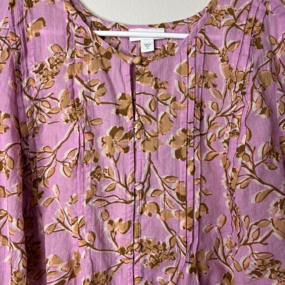 J.Jill Printed A-line pintucked Top Blouse Boho Cottagecore Shabby Chic Trendy - Picture 14 of 14